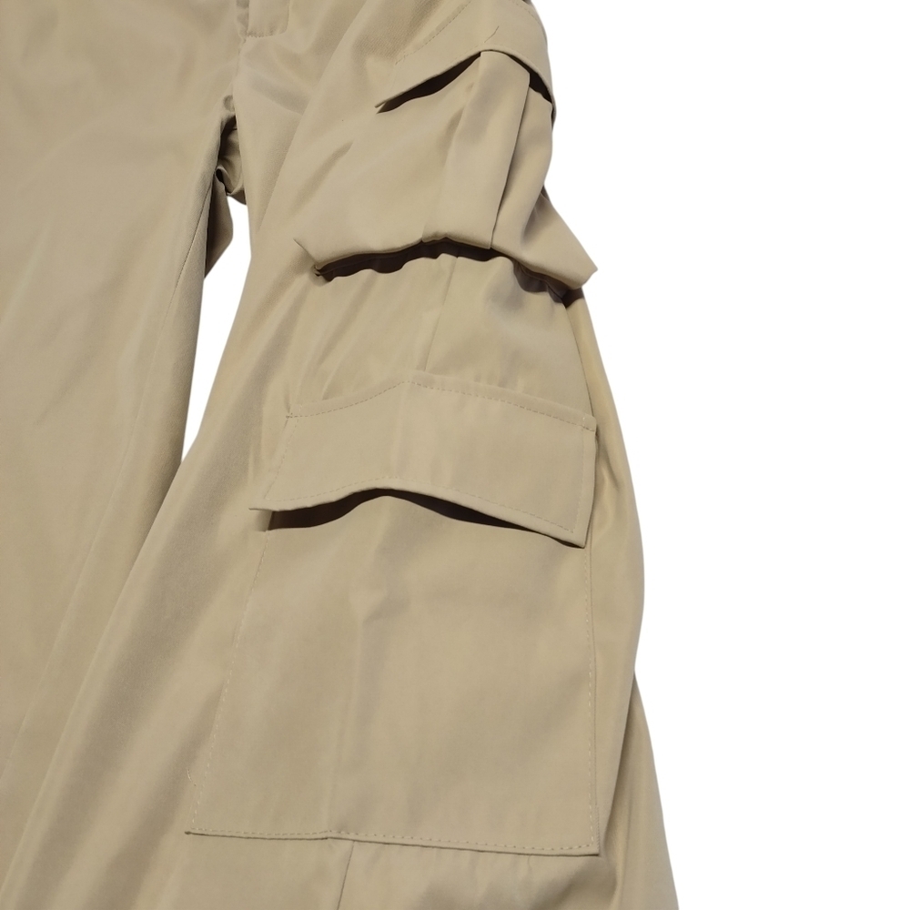 Women's 4XL Khaki Cargo Pants Elastic Waist Polyester Utility Pockets Brown - Picture 6 of 8